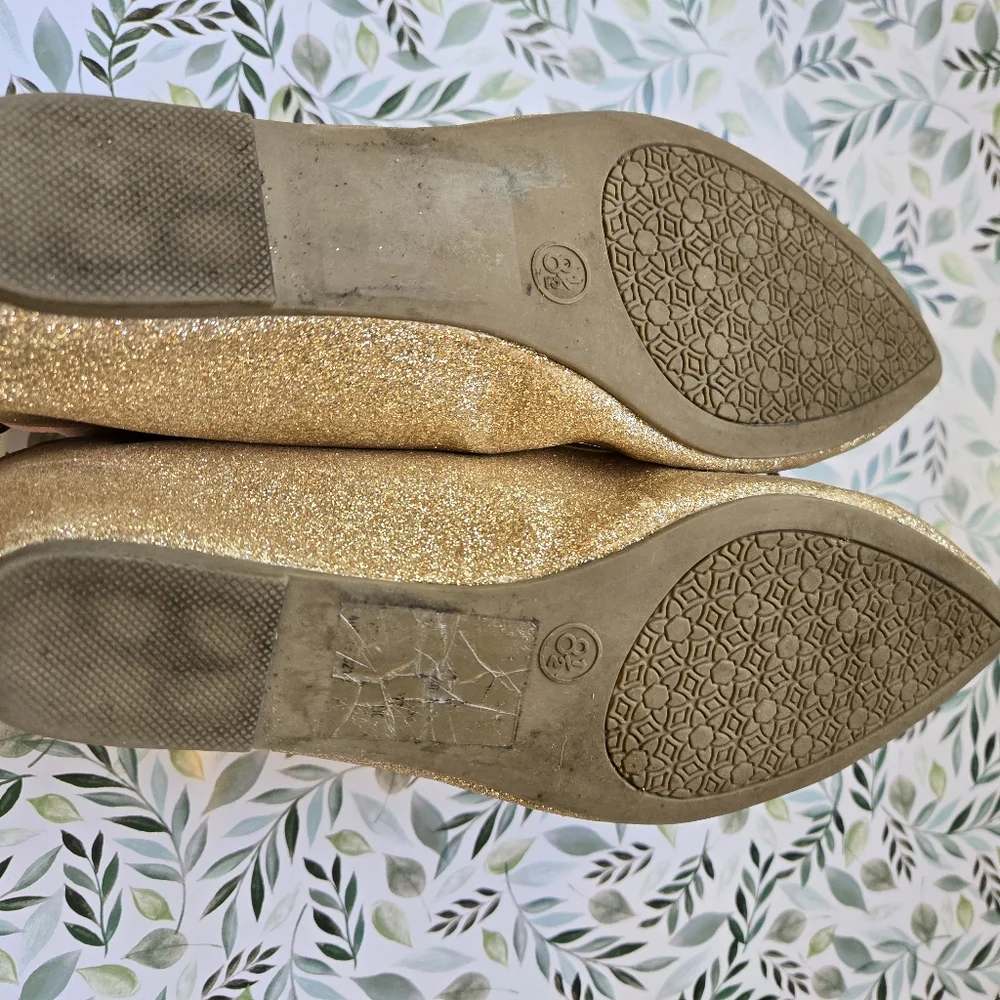 Candies Gold Glitter Ballet Flats - Size 8.5 - Picture 5 of 5